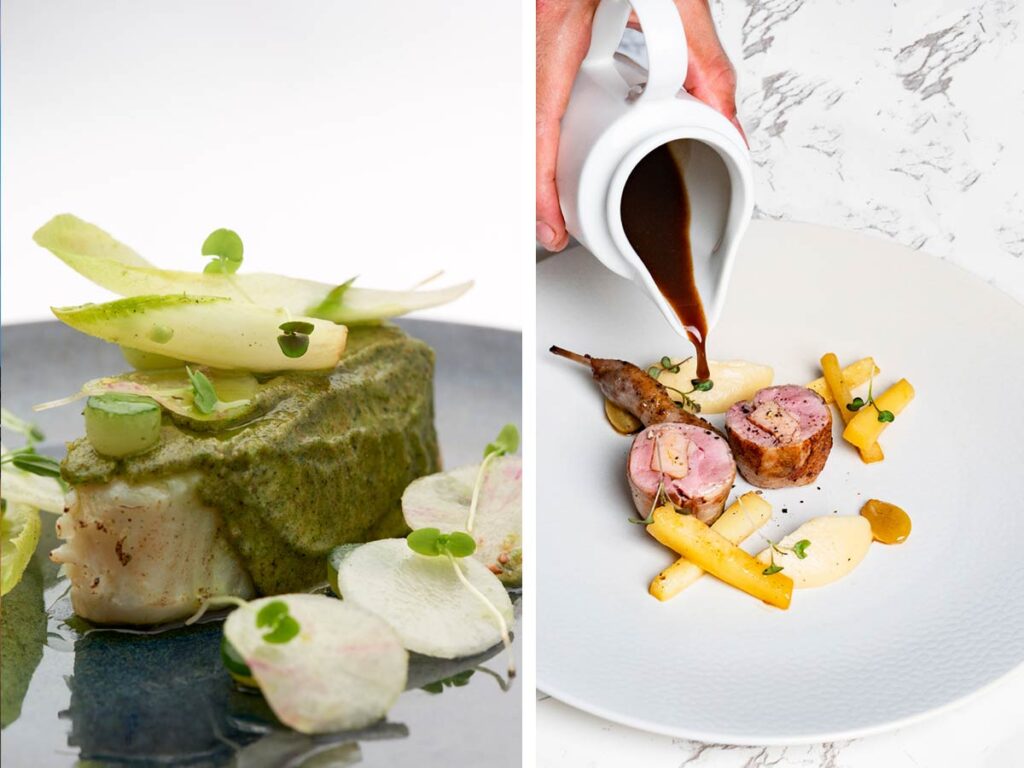 Assiettes gastronomiques aux saveurs locales servies au restaurant Hei à Tahiti.