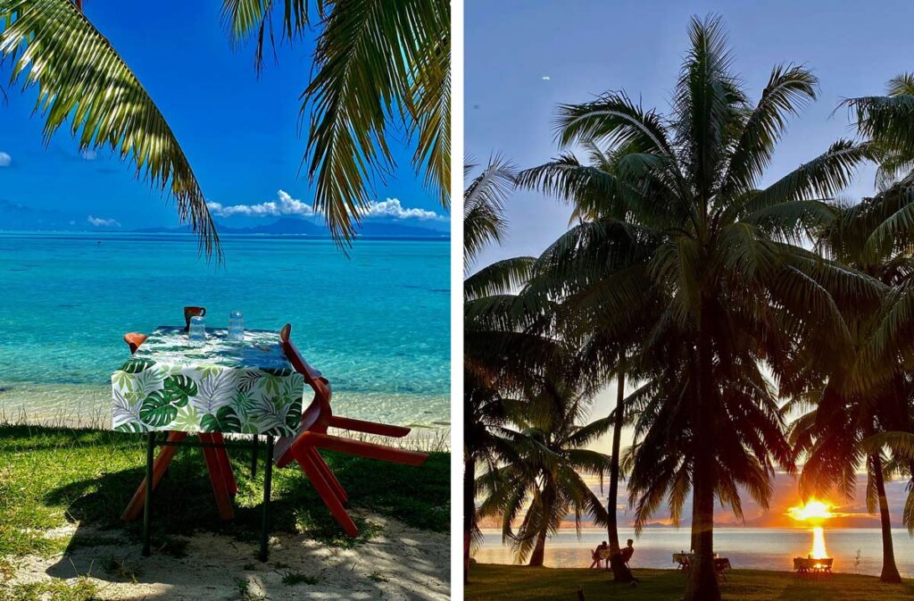 Le cadre idyllique pour manger en bord de lagon au restaurant Vairai Sunset Grill à Huahine