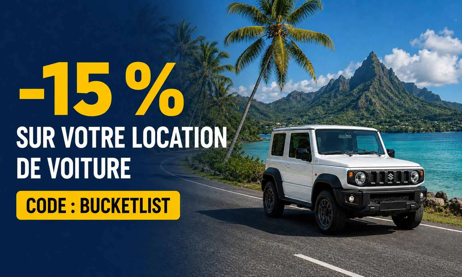 code promo pour la location de voiture et pour faire une demande de devis gratuit en Polynésie française